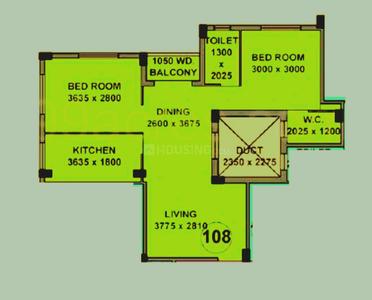 Floor Plan Image of 900 Sq.ft 2 BHK Apartment / Flat for sale in Mayfair Whitefield, Narendrapur Kolkata for Rs. 3500000