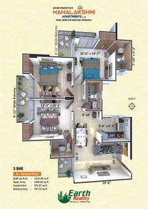 Image of 1374 Sq.ft 3 BHK Apartment / Flat for sale in Mahalakshmi Apartment, Naini, Allahabad for Rs. 7273720