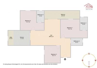 Image of 1940 Sq.ft 3 BHK Apartment / Flat for sale in Address The Grand Strand by Address Maker Life Spaces Pvt Ltd, Whitefield, Bengaluru for Rs. 30000000