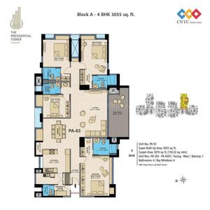 Image of 2414 Sq.ft 3 BHK Apartment / Flat for sale in The Presidential Tower, Yeswanthpur, Bengaluru for Rs. 50600000