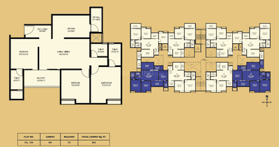 Image of 1148 Sq.ft 3 BHK Apartment / Flat for sale in Parklane Urbanjoy Wing C, Sus, Pune for Rs. 8900893