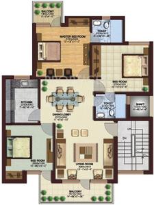 Floor Plan Image of 1400 Sq.ft 3 BHK Builder Floor for sale in Sector 57 Gurgaon for Rs. 20200000
