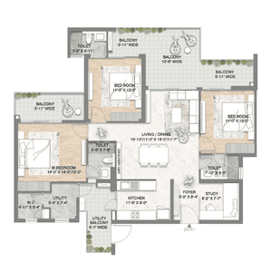 Image of 2240 Sq.ft 4 BHK Apartment / Flat for sale in M3M Crown, Sector 111, Gurgaon for Rs. 33500000