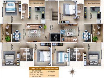 Image of 1652 Sq.ft 3 BHK Apartment / Flat for sale in Ram Nagar, Nagpur for Rs. 13500000