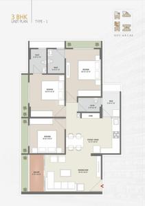 Floor Plan Image of 1800 Sq.ft 3 BHK Apartment / Flat for sale in Shyam Soham, Chandkheda Ahmedabad for Rs. 8100000