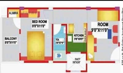 Image of 525 Sq.ft 1 BHK Apartment / Flat for sale in Bhawrasla, Indore for Rs. 1600000