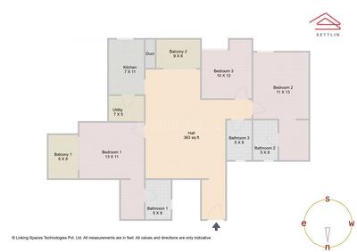 Image of 1833 Sq.ft 3 BHK Apartment / Flat for sale in CANVAS &amp; COVE by Assetz Property Group, Begur, Bengaluru for Rs. 22200000