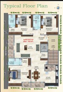 Floor Plan Image of 2300 Sq.ft 3 BHK Builder Floor for sale in Uttarahalli Hobli Bengaluru for Rs. 17900000