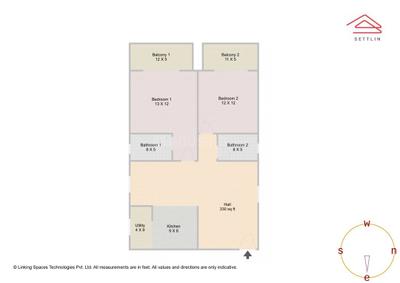 Image of 1300 Sq.ft 2 BHK Apartment / Flat for sale in Parappana Agrahara, Bengaluru for Rs. 16400000
