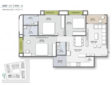 Image of 1200 Sq.ft 3 BHK Apartment / Flat for sale in SP Nirvana, Ghuma, Ahmedabad for Rs. 7400000