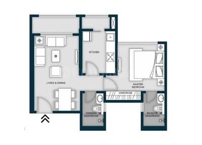 Floor Plan Image of 1050 Sq.ft 2 BHK Apartment / Flat for sale in MICL Aaradhya Highpark Project 1 Of Phase I, Mira Road East Mira Bhayandar for Rs. 12500000