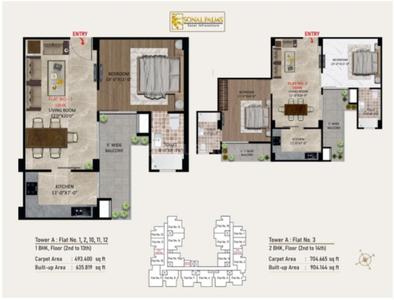 Image of 945 Sq.ft 2 BHK Apartment / Flat for sale in Sonal Palms, Jhusi, Allahabad for Rs. 5244750