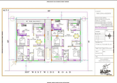 Image of 1605 Sq.ft 3 BHK Apartment / Flat for sale in Chandanagar, Hyderabad for Rs. 11000000
