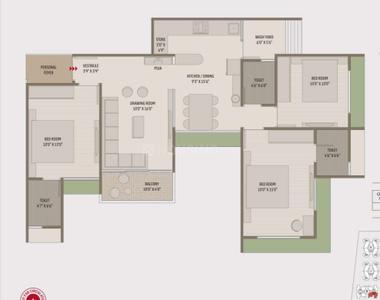 Image of 1785 Sq.ft 3 BHK Apartment / Flat for sale in The Planet By Venus, Shela, Ahmedabad for Rs. 11400000