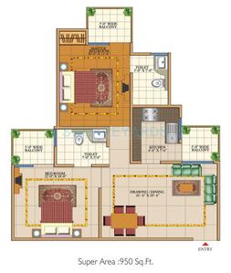 Image of 900 Sq.ft 2 BHK Apartment / Flat for sale in SVP Gulmohar Garden Phase 2, Raj Nagar Extension, Ghaziabad for Rs. 7700000