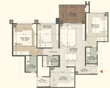 Image of 1682 Sq.ft 3 BHK Apartment / Flat for sale in Bramhacorp Sun Valley Phase 1, Bavdhan, Pune for Rs. 15500000