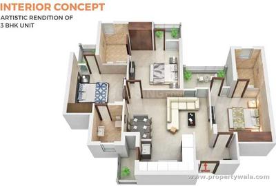 Image of 1720 Sq.ft 3 BHK Apartment / Flat for sale in Vera Prestige Towers, Sector 117, Mohali for Rs. 9390000