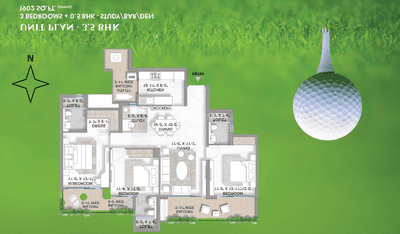Image of 1902 Sq.ft 3 BHK Apartment / Flat for sale in M3M Golf Hills Phase 1, Sector 79, Gurgaon for Rs. 28500000