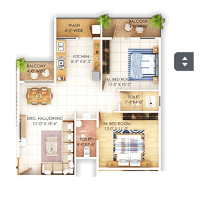 Image of 1200 Sq.ft 2 BHK Apartment / Flat for sale in Besa, Nagpur for Rs. 4300000