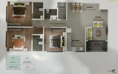 Image of 1500 Sq.ft 3 BHK Apartment / Flat for sale in Savedi, Ahmednagar for Rs. 8300000