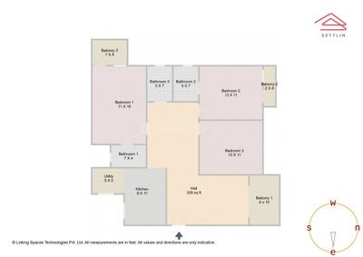 Image of 1470 Sq.ft 3 BHK Apartment / Flat for sale in Basapura, Bengaluru for Rs. 8360000