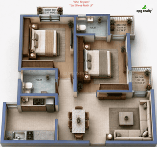 Image of 1284 Sq.ft 3 BHK Apartment / Flat for sale in Radhakishan Pura, Sikar for Rs. 4999000