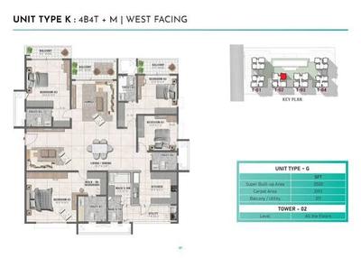 Image of 2255 Sq.ft 3 BHK Apartment / Flat for sale in Prestige Clairemont, Kokapet, Hyderabad for Rs. 35000000