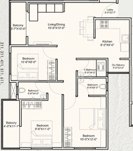 Image of 1204 Sq.ft 3 BHK Apartment / Flat for sale in Nexus Kinaara D, Chikhali, Pune for Rs. 6300000
