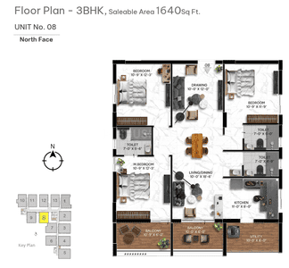 Image of 1550 Sq.ft 3 BHK Apartment / Flat for sale in Miyapur, Hyderabad for Rs. 10000000