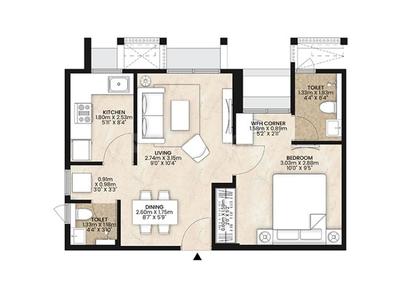 Image of 300 Sq.ft 1 RK Apartment / Flat for sale in Mahindra Happinest, Palghar, Mumbai for Rs. 1600000