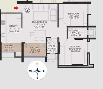 Image of 1050 Sq.ft 2 BHK Apartment / Flat for sale in Kothrud, Pune for Rs. 12500000
