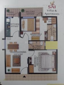 Floor Plan Image of 699 Sq.ft 2 BHK Apartment / Flat for sale in Sai Villas and Apartment, Kumhari NP Part Bhilai for Rs. 1990000