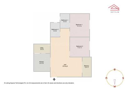 Image of 1105 Sq.ft 2 BHK Apartment / Flat for sale in Marathahalli, Bengaluru for Rs. 14250000