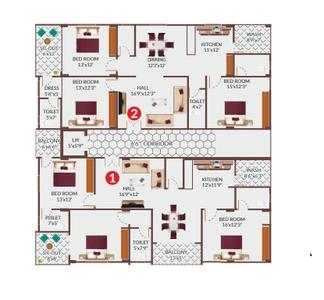 Image of 1899 Sq.ft 3 BHK Apartment / Flat for sale in VSR Chaitra Heights, Moula Ali, Secunderabad for Rs. 10450000