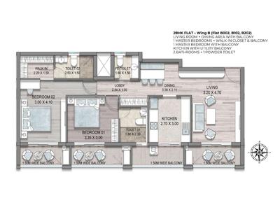 Image of 1300 Sq.ft 2 BHK Apartment / Flat for sale in Delvin JD Pearl, Colvale, Goa for Rs. 12000000