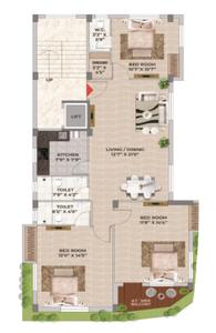 Image of 1544 Sq.ft 3 BHK Apartment / Flat for sale in Tollygunge, Kolkata for Rs. 12500000
