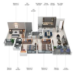 Image of 1110 Sq.ft 3 BHK Apartment / Flat for sale in Namrata Manifesta, Punawale, Pune for Rs. 8400000