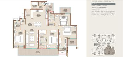 Image of 3231 Sq.ft 4 BHK Apartment / Flat for sale in Ivory County, Sector 115, Noida for Rs. 63500000