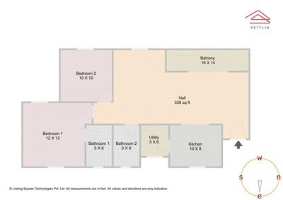 Image of 1234 Sq.ft 2 BHK Apartment / Flat for sale in White Field Ville, Whitefield, Bengaluru for Rs. 16400000