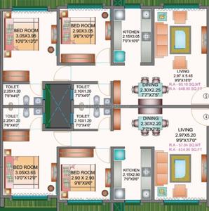 Floor Plan Image of 1025 Sq.ft 2 BHK Apartment / Flat for sale in Apex Green Wood, Borivali East Mumbai for Rs. 18600000