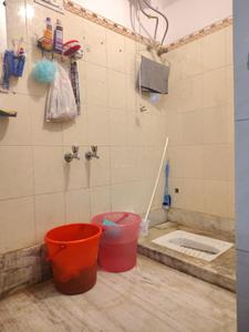Common Bathroom Image of 250 Sq.ft 1 RK Apartment / Flat for rent in Munirka New Delhi for Rs. 16000