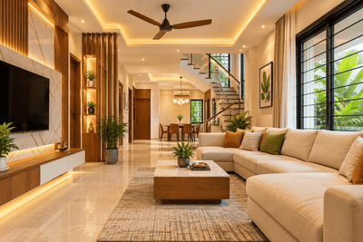 Living Room Image of 2000 Sq.ft 3 BHK Independent House for sale in Nellikunnu Thrissur for Rs. 11800000