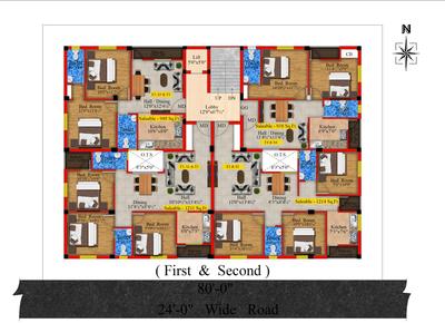 Floor Plan Image of 938 Sq.ft 2 BHK Apartment / Flat for sale in Iyyappanthangal Chennai for Rs. 7800000