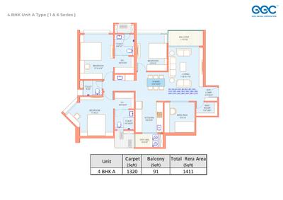 Image of 1777 Sq.ft 4 BHK Apartment / Flat for sale in Goel Ganga Legend Building B7, Bavdhan, Pune for Rs. 18900000