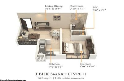 Image of 400 Sq.ft 1 BHK Apartment / Flat for sale in Malad East, Mumbai for Rs. 6500000