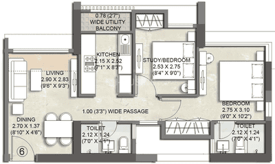 Image of 740 Sq.ft 2 BHK Apartment / Flat for sale in Thane West, Thane for Rs. 11200000