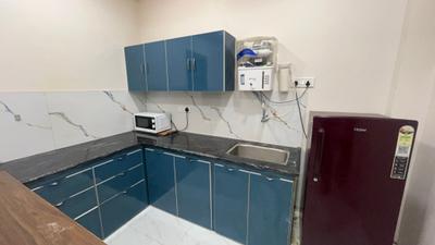 Kitchen Image of 1500 Sq.ft 1 BHK Builder Floor for rent in Mahalakshmi Nagar Indore for Rs. 21000