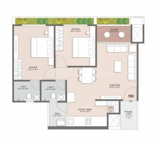 Floor Plan Image of 1458 Sq.ft 2 BHK Apartment / Flat for sale in Gota Ahmedabad for Rs. 7260000