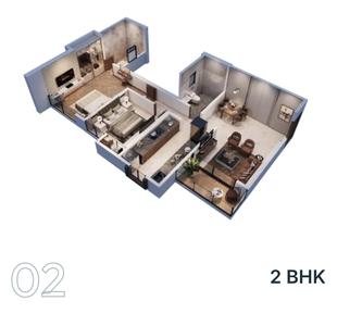 Floor Plan Image of 765 Sq.ft 2 BHK Apartment / Flat for sale in Gujarat Kasturi Van, Bhayandar East Mira Bhayandar for Rs. 12300000