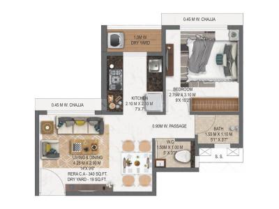 Image of 600 Sq.ft 1 BHK Apartment / Flat for sale in Mangalam, Dhansar, Navi Mumbai for Rs. 4000000